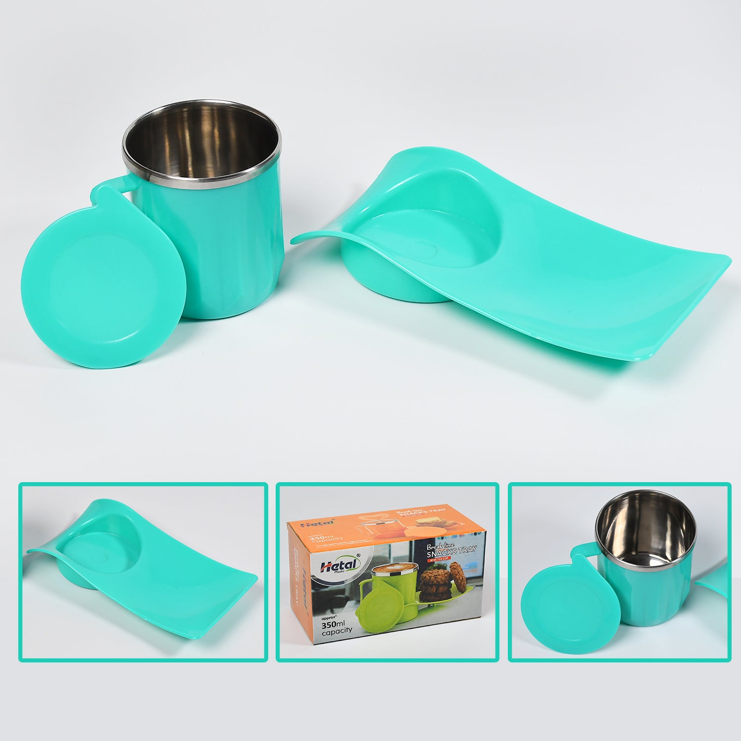 2851 Snacks Tray  Inside Steel Cup 350ml Break Time Tray For Kids  Home Use 2851 Snacks Tray  Inside Steel Cup 350ml Break Time Tray For Kids  Home Use